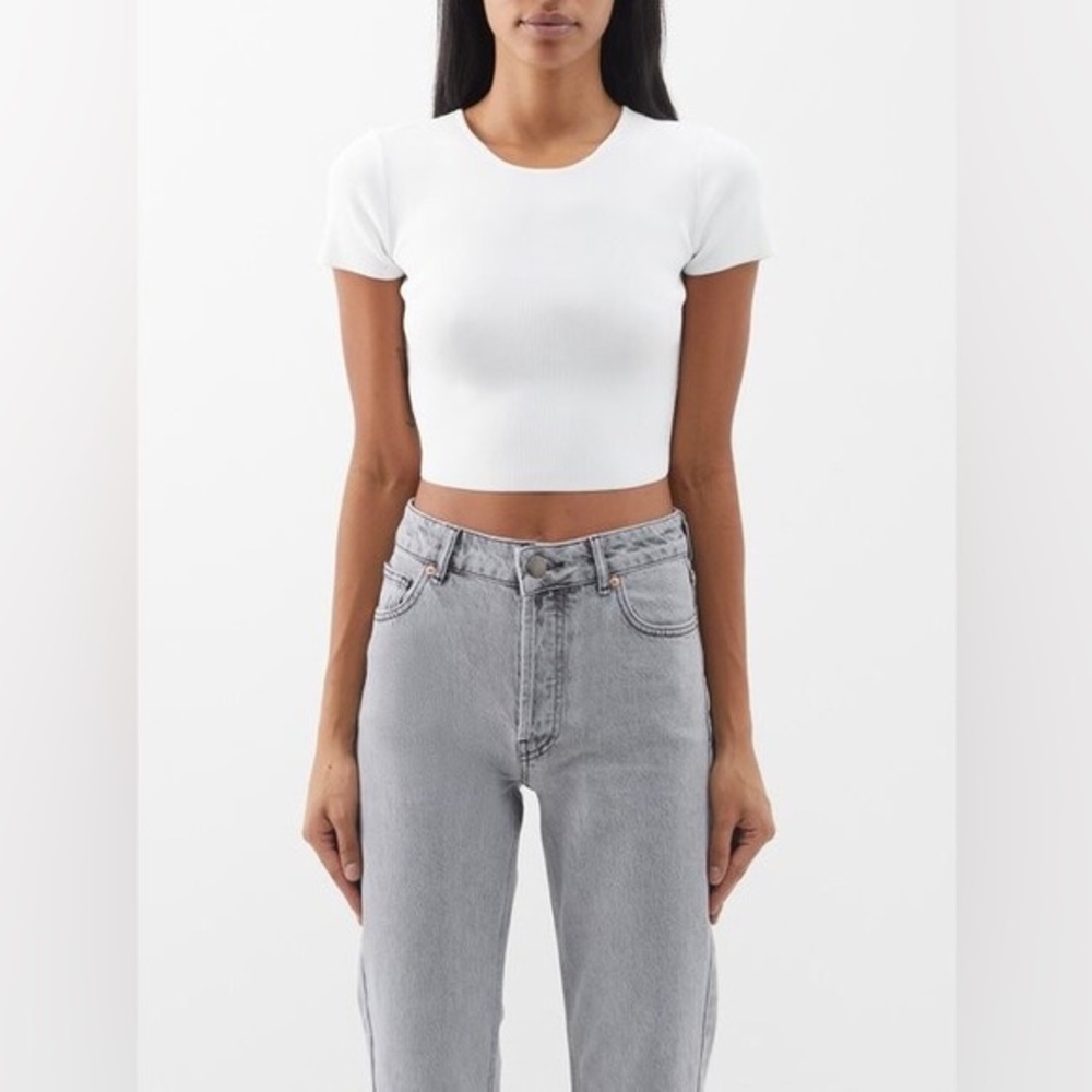 STAUD Ila Cropped T Shirt in White